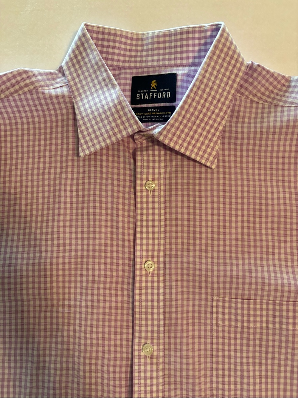 Stafford Pink Gingham Dress Shirt